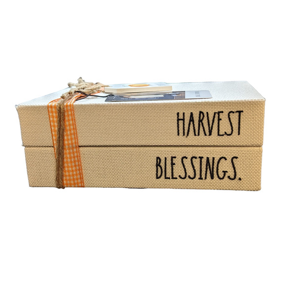 Rae Dunn Fall HARVEST BLESSINGS Stacked Books Decor - Picture 2 of 6